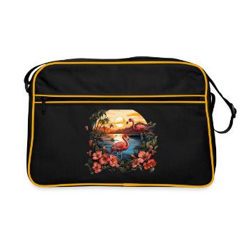 Tropical - Flamingo - Retro Bag - black/gold - Front