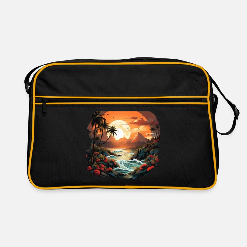 Tropisch - Retro Tasche - Schwarz/Gold