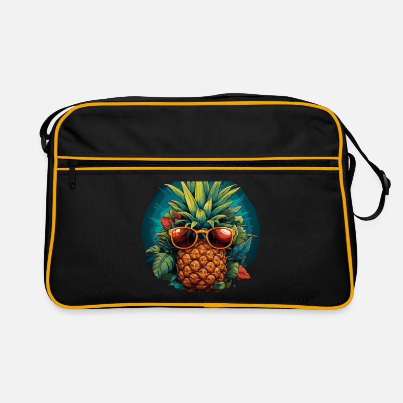 Ananas - Retro Tasche - Schwarz/Gold