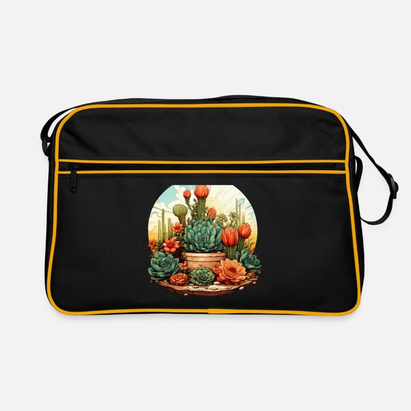 Kaktus - Retro Tasche - Schwarz/Gold