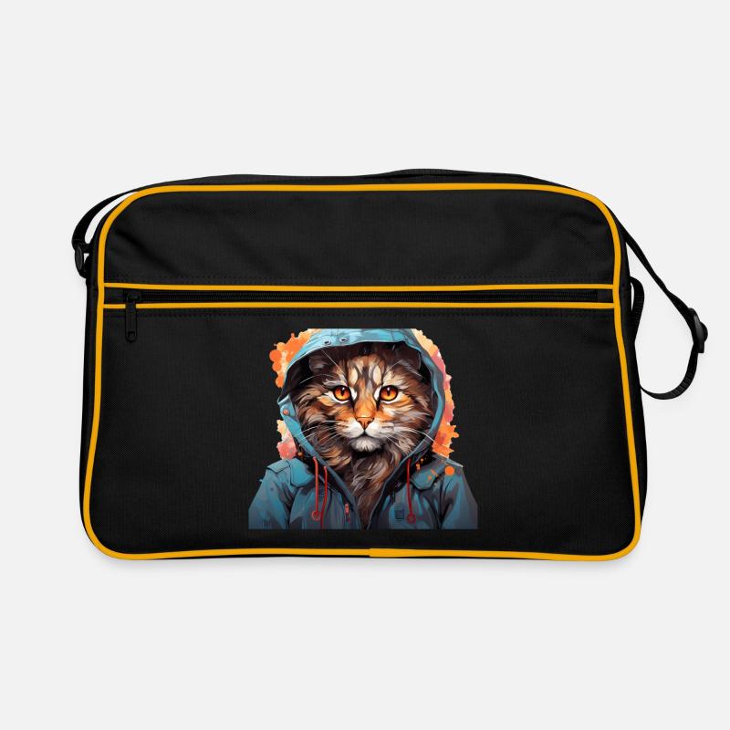 Katze - Retro Tasche - Schwarz/Gold