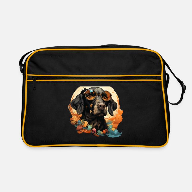 Hund - Retro Tasche - Schwarz/Gold