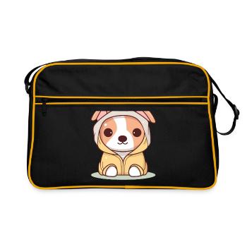 Dog - Kawaii Style - Retro Bag - black/gold - Front