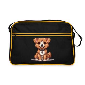 Dog - Kawaii Style - Retro Bag - black/gold - Front
