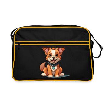 Dog - Kawaii Style - Retro Bag - black/gold - Front
