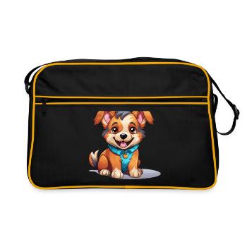 Dog - Kawaii Style - Retro Bag - black/gold - Front