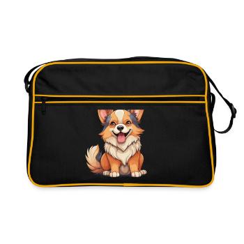 Dog - Kawaii Style - Retro Bag - black/gold - Front