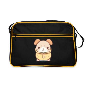 Dog - Kawaii Style - Retro Bag - black/gold - Front
