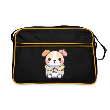 Dog - Kawaii Style - Retro Bag - black/gold - Front