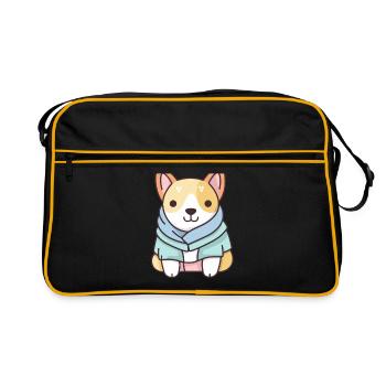 Dog - Kawaii Style - Retro Bag - black/gold - Front