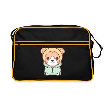 Dog - Kawaii Style - Retro Bag - black/gold - Front