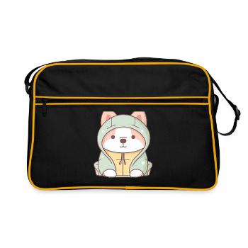 Dog - Kawaii Style - Retro Bag - black/gold - Front