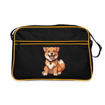 Dog - Kawaii Style - Retro Bag - black/gold - Front
