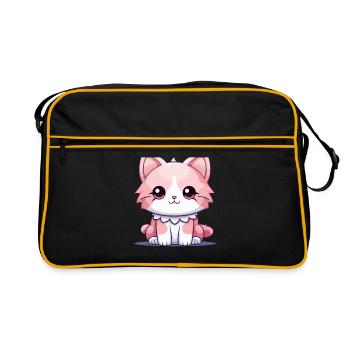 Cat - Kawaii Style - Retro Bag - black/gold - Front