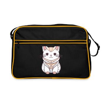 Cat - Kawaii Style - Retro Bag - black/gold - Front