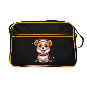 Design de Noël de chien - Style Kawaii - Sac Retro - noir/or - Devant