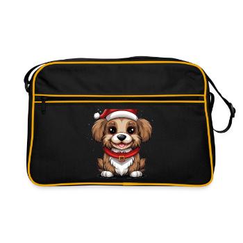Design de Noël de chien - Style Kawaii - Sac Retro - noir/or - Devant