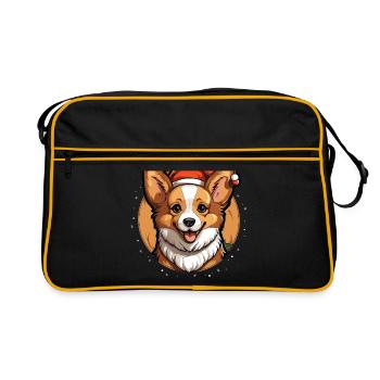 Design de Noël de chien - Style Kawaii - Sac Retro - noir/or - Devant