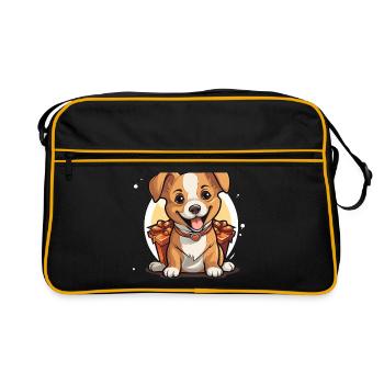 Design de Noël de chien - Style Kawaii - Sac Retro - noir/or - Devant