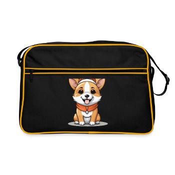 Design de Noël de chien - Style Kawaii - Sac Retro - noir/or - Devant