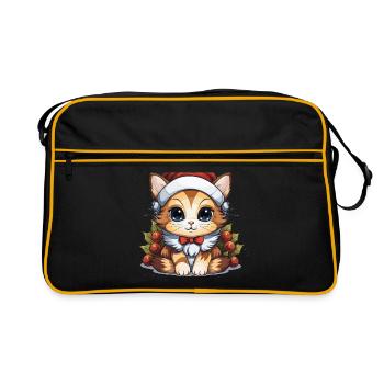 Design de Noël de chat - Style Kawaii - Sac Retro - noir/or - Devant