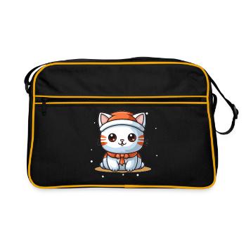 Design de Noël de chat - Style Kawaii - Sac Retro - noir/or - Devant