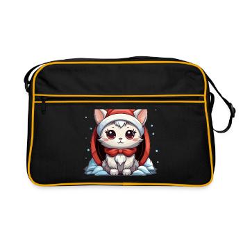 Design de Noël de chat - Style Kawaii - Sac Retro - noir/or - Devant