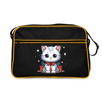 Design de Noël de chat - Style Kawaii - Sac Retro - noir/or - Devant