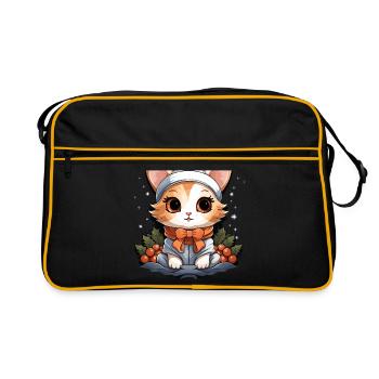 Design de Noël de chat - Style Kawaii - Sac Retro - noir/or - Devant