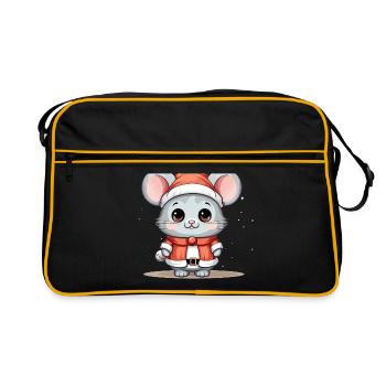 Souris Noël Design - Style Kawaii - Sac Retro - noir/or - Devant