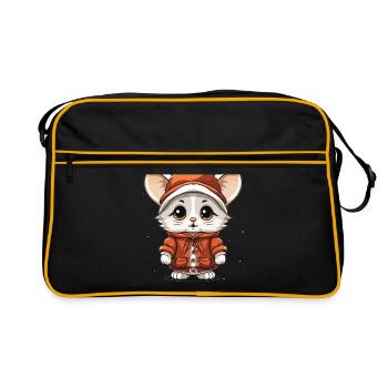 Souris Noël Design - Style Kawaii - Sac Retro - noir/or - Devant