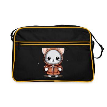Souris Noël Design - Style Kawaii - Sac Retro - noir/or - Devant