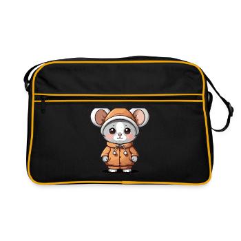 Souris Noël Design - Style Kawaii - Sac Retro - noir/or - Devant