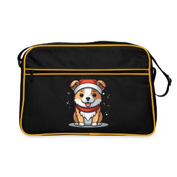 Design de Noël de chien - Style Kawaii - Sac Retro - noir/or - Devant