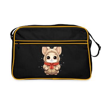 Design de Noël lapin - Style Kawaii - Sac Retro - noir/or - Devant