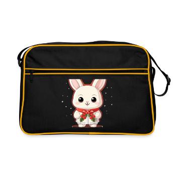 Design de Noël lapin - Style Kawaii - Sac Retro - noir/or - Devant
