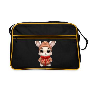 Design de Noël lapin - Style Kawaii - Sac Retro - noir/or - Devant