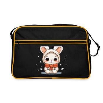 Design de Noël lapin - Style Kawaii - Sac Retro - noir/or - Devant