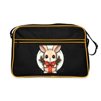 Design de Noël lapin - Style Kawaii - Sac Retro - noir/or - Devant