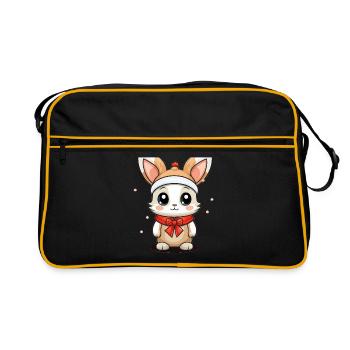 Design de Noël lapin - Style Kawaii - Sac Retro - noir/or - Devant