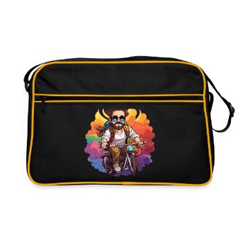 Design cycliste - Style Kawaii - Sac Retro - noir/or - Devant