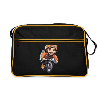 Design cycliste - Style Kawaii - Sac Retro - noir/or - Devant