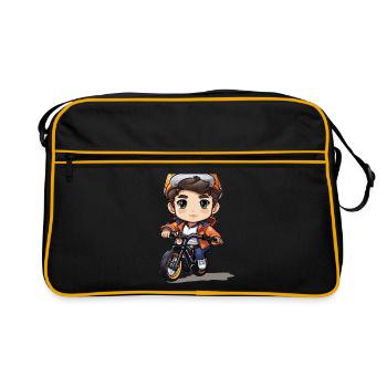 Design cycliste - Style Kawaii - Sac Retro - noir/or - Devant