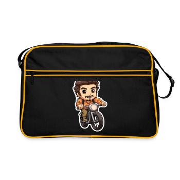 Design cycliste - Style Kawaii - Sac Retro - noir/or - Devant