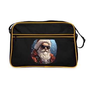 Père Noël - illustration - Sac Retro - noir/or - Devant