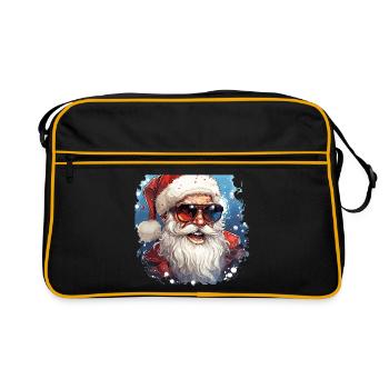 Père Noël - illustration - Sac Retro - noir/or - Devant