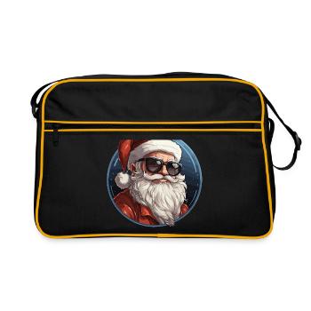 Père Noël - illustration - Sac Retro - noir/or - Devant