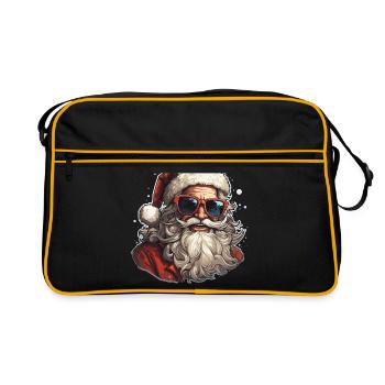 Père Noël - illustration - Sac Retro - noir/or - Devant