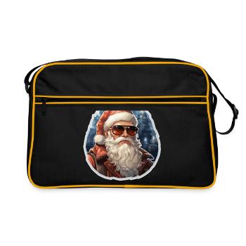 Père Noël - illustration - Sac Retro - noir/or - Devant