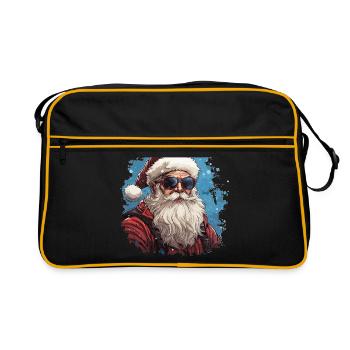 Père Noël - illustration - Sac Retro - noir/or - Devant